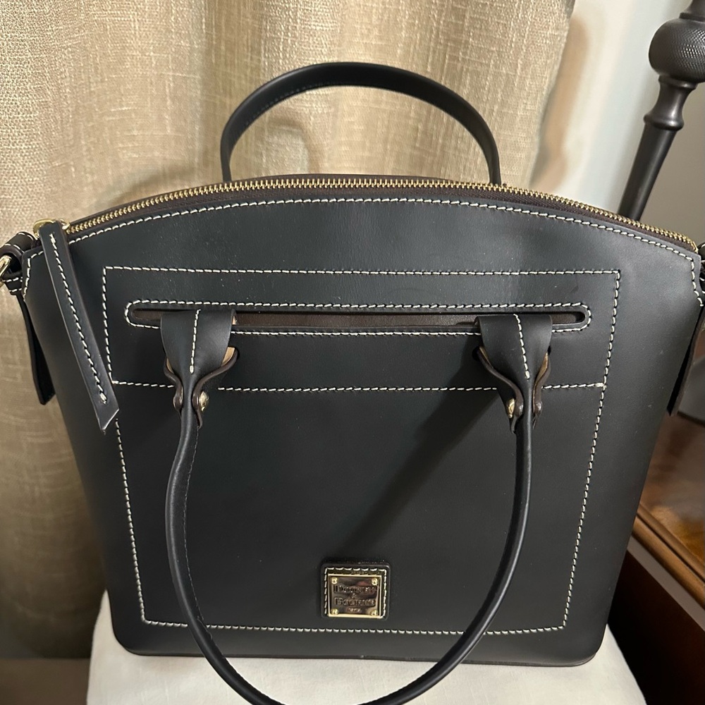 Dooney & Bourke Black Satchel / Crossbody with Elegant Stitching